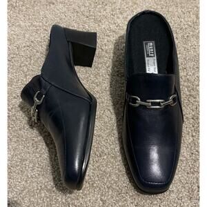 Munro American Black Heeled Slip On Mule Loafers 7.5